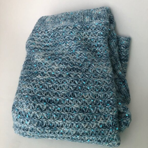 NWT Chico's off the shoulder blue & silver sweater - Picture 5 of 8